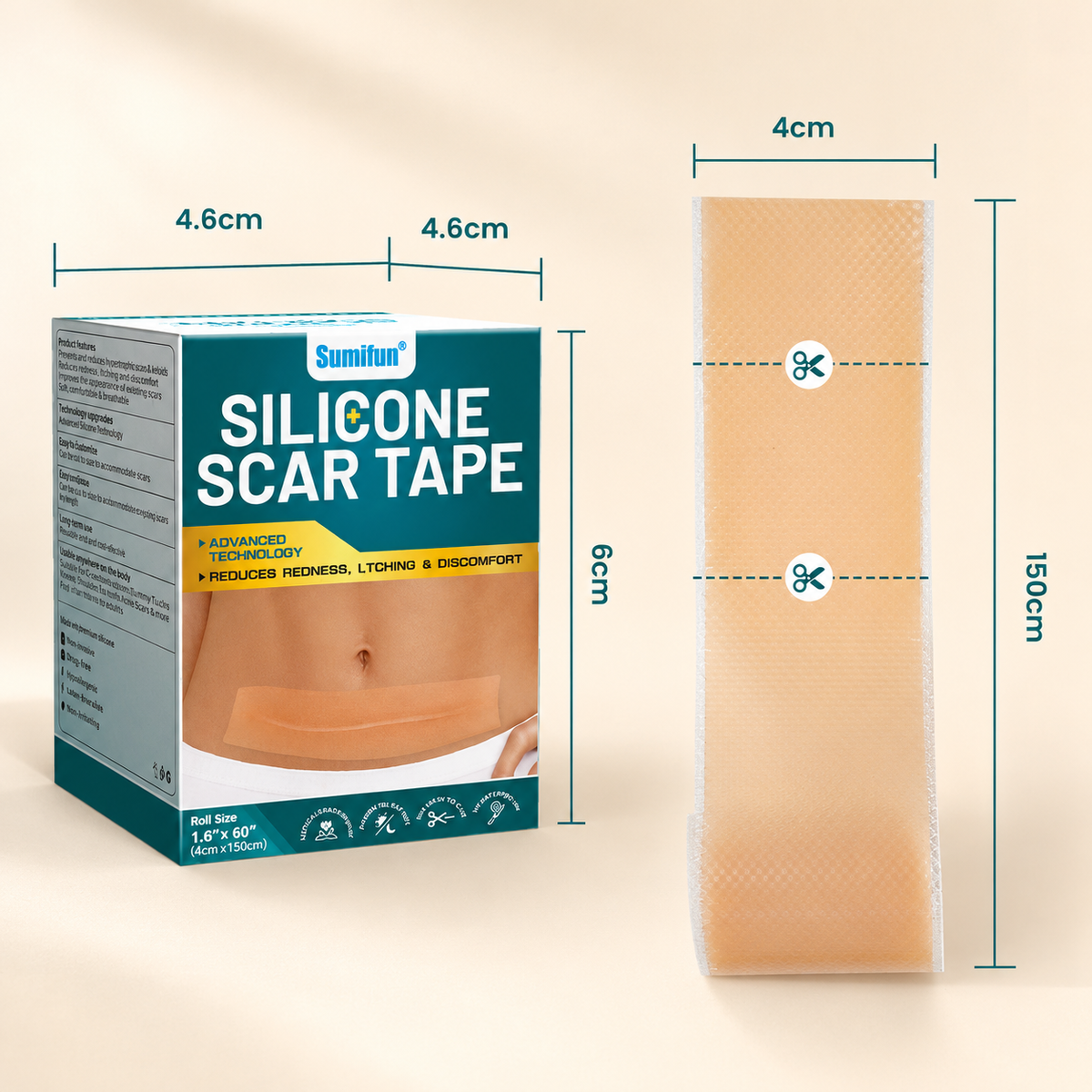 Nestico Luxe Silicone Scar Smoothing Tape (4cm x 150cm)